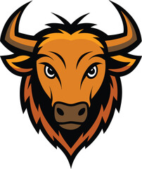 Bison head mascot logo design vector