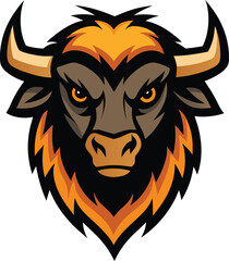 Bison head mascot logo design vector