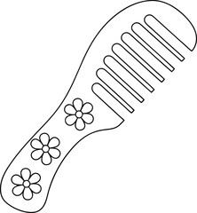 comb outline icon. flower print comb icon