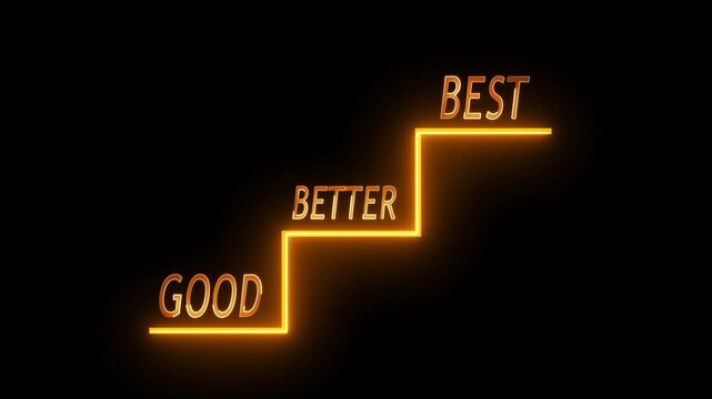 highlight staircase progress from good to better to best, continuous improvement Small steps to success, step by step growth. business goals, progress, improvement, vision, strategy, achievements.