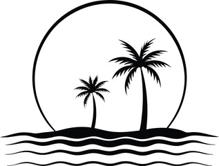 vector illustration of a tropical beach