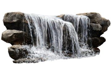 Beautiful collection of waterfall cascades flowing over rocks creates a serene atmosphere for relaxation and enjoyment in nature