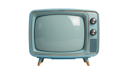 Vintage-Style TV with Rectangular Screen and Rounded Edges Set Isolated on Transparent Background