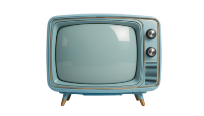 Vintage-Style TV with Rectangular Screen and Rounded Edges Set Isolated on Transparent Background