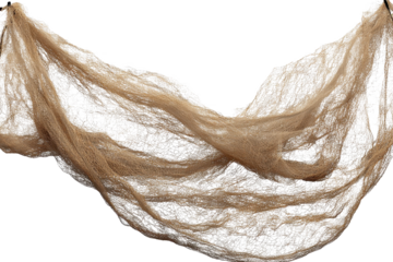 Unique fishing net suspended against a transparent background creates an interesting visual element for aquatic themed designs and marine projects