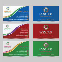 Corporate business card design template set. 