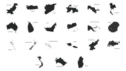 Vector illustration set with simplified maps of Variant Countries