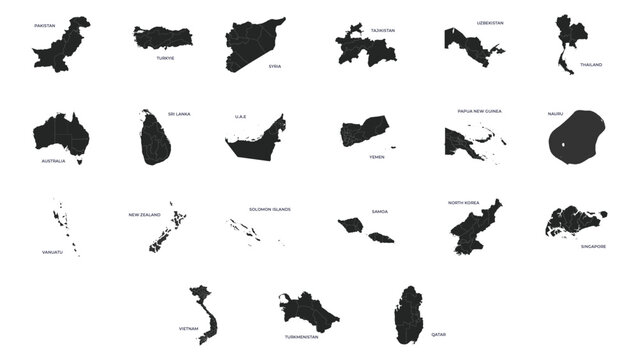 Vector illustration set with simplified maps of Variant Countries