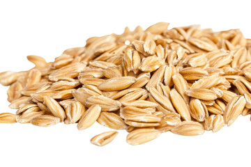 Closeup of shiny oat kernels highlighting their natural texture and color in a bright, minimalistic setting for healthier food choices