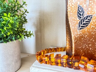 Bookshelf decor. Amber chain.