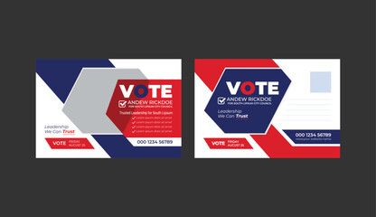 modern political election postcard or eddm postcard design template layout.