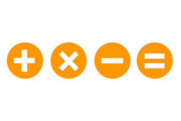 Fototapeta premium Math Symbols Buttons – Orange Circle Icons for Add, Subtract, Multiply, Divide