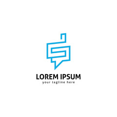 Obraz premium Creative D Initial Chat Logo, Communication & Messaging Symbol.