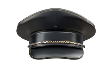 Police uniform hat displayed in a neutral setting, meticulously crafted without any visible badge or logo, showcasing classic design and details enhancing its traditional appearance