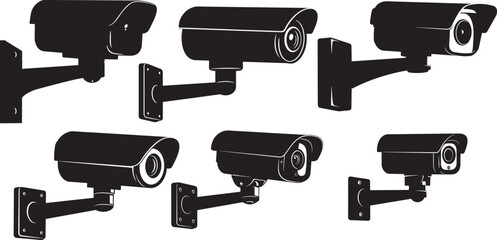 CCTV camera silhouette vector illustration