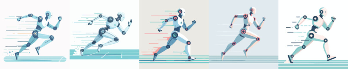 Futuristic Robots Sprinting – AI-Powered Runners in High-Speed Motion for Sports and Technology Concepts