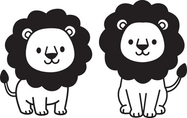 Cartoon lion silhouette vector illustration