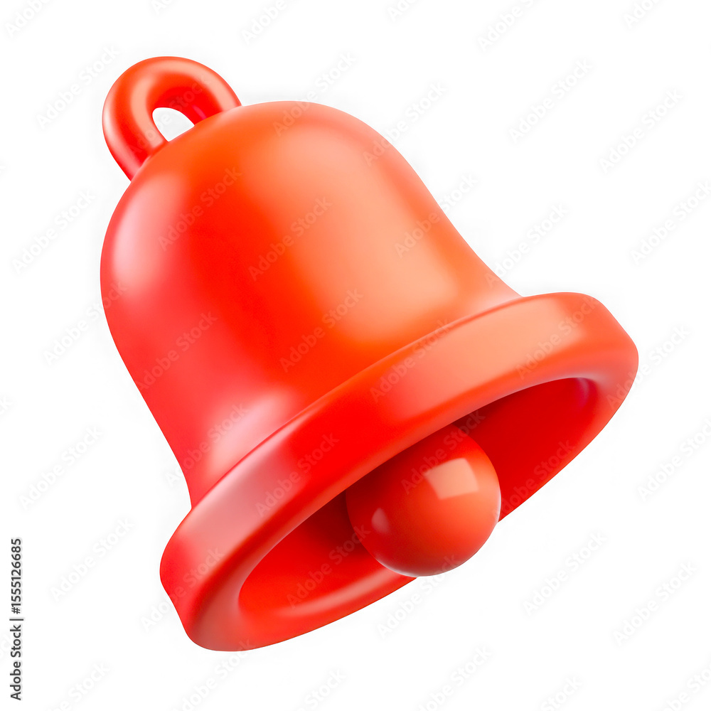Aufkleber shiny red bell icon with clapper isolated on transparent background