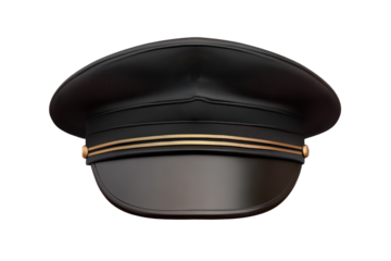 Police uniform hat displayed without badge, emblem, or logo showing classic design and dark fabric, suitable for law enforcement or dress uniforms in a formal environment