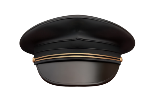 Police uniform hat displayed without badge, emblem, or logo showing classic design and dark fabric, suitable for law enforcement or dress uniforms in a formal environment