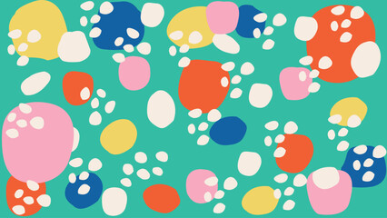 Retro blob scatter teal background