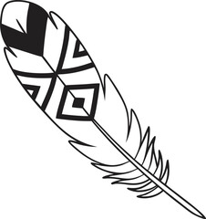 line art of bird feather on the white background