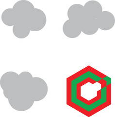 set of cloud icons