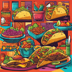 Pixel Art Tacos in Graffiti Style: A Culinary Urban Adventure