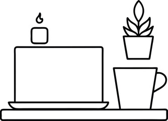 Obraz premium coffee cup with blank computer