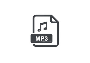A simple graphic of a mp3 file icon with a music note on a white background in a minimalist style