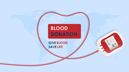 Blood donation illustration concept with blood bag. World blood donor day. vector illustration
