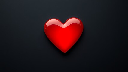 Obraz premium Red heart shape on a sleek black surface, radiating warmth and emotion with a minimalist aesthetic.