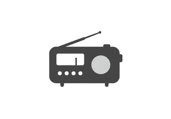 Illustration of a vintage radio with an antenna and a circular dial on a white background