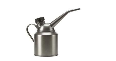 Vintage metal oil can with spout for lubrication and maintenance  isolated on a transparent background