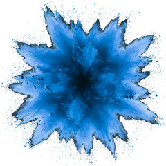 "Intense Blue Powder Explosion Isolated on Black Background"