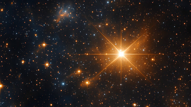 un fondo del espacio exterior con una estrella resplandeciente brillante iluminando el universo con estrellas brillantes alrededor del cosmos