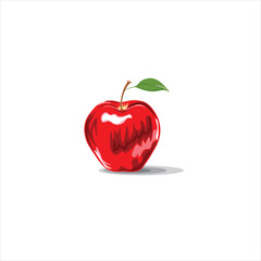 red apple with a leaf stem