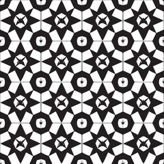 Geometric seamless pattern background flower with black and white. 