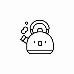 whistling boiling tea kettle icon sign vector
