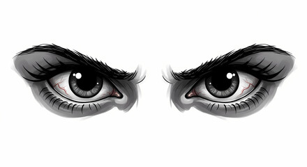 Illustration of Intense Eyes Staring with Heavy Brows