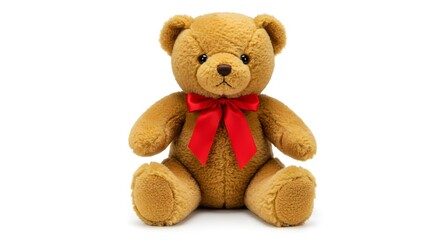 Fluffy Teddy Bear Wearing a Red Bow Perfect for Cuddles