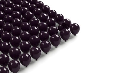 Many Dark Balloons Arranged in a Grid Pattern on a White Background
