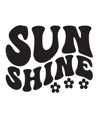 Sun shine Retro Summer Bundle SVG, Beach wavy, Trendy svg, Funny Beach Quotes Svg, Summer Cut Files, Groovy aesthetic svg, wavy files for cricut