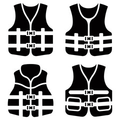 Four different life vest black silhouettes