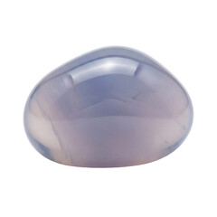 Polished chalcedony gemstone in soft lavender tones on transparent background