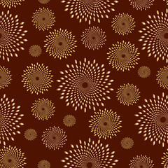 Golden circles on a brown background.