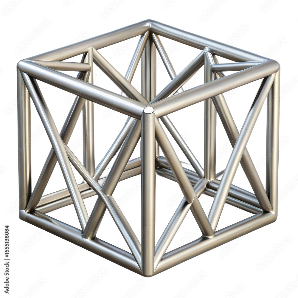 Poster metal cube structure truss design engineering construction framework architecture industry model kit