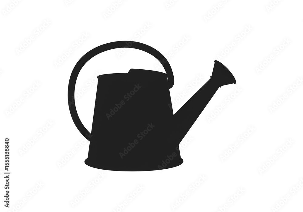 Poster a silhouette of a watering can with a handle and spout on a white background in studio lighting