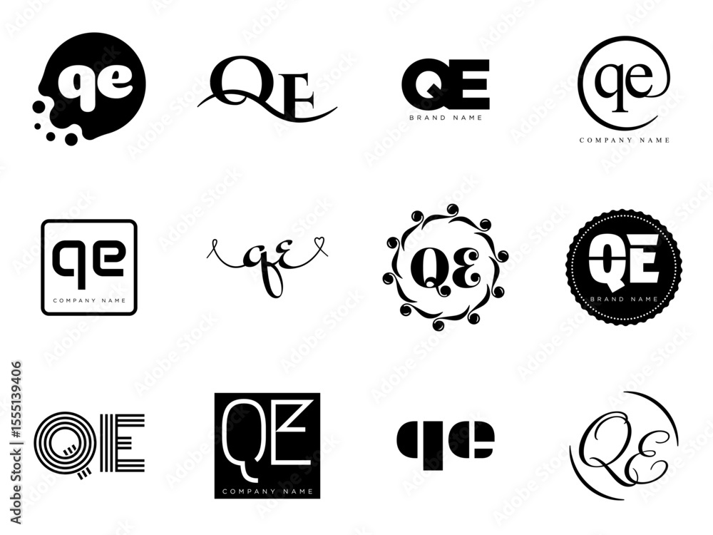 Fototapete qe logo company template. letter q and e logotype. set different classic serif lettering and modern 