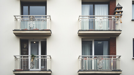 Strasbourg Cronenbourg District Close-Up of Residential Block Balconies